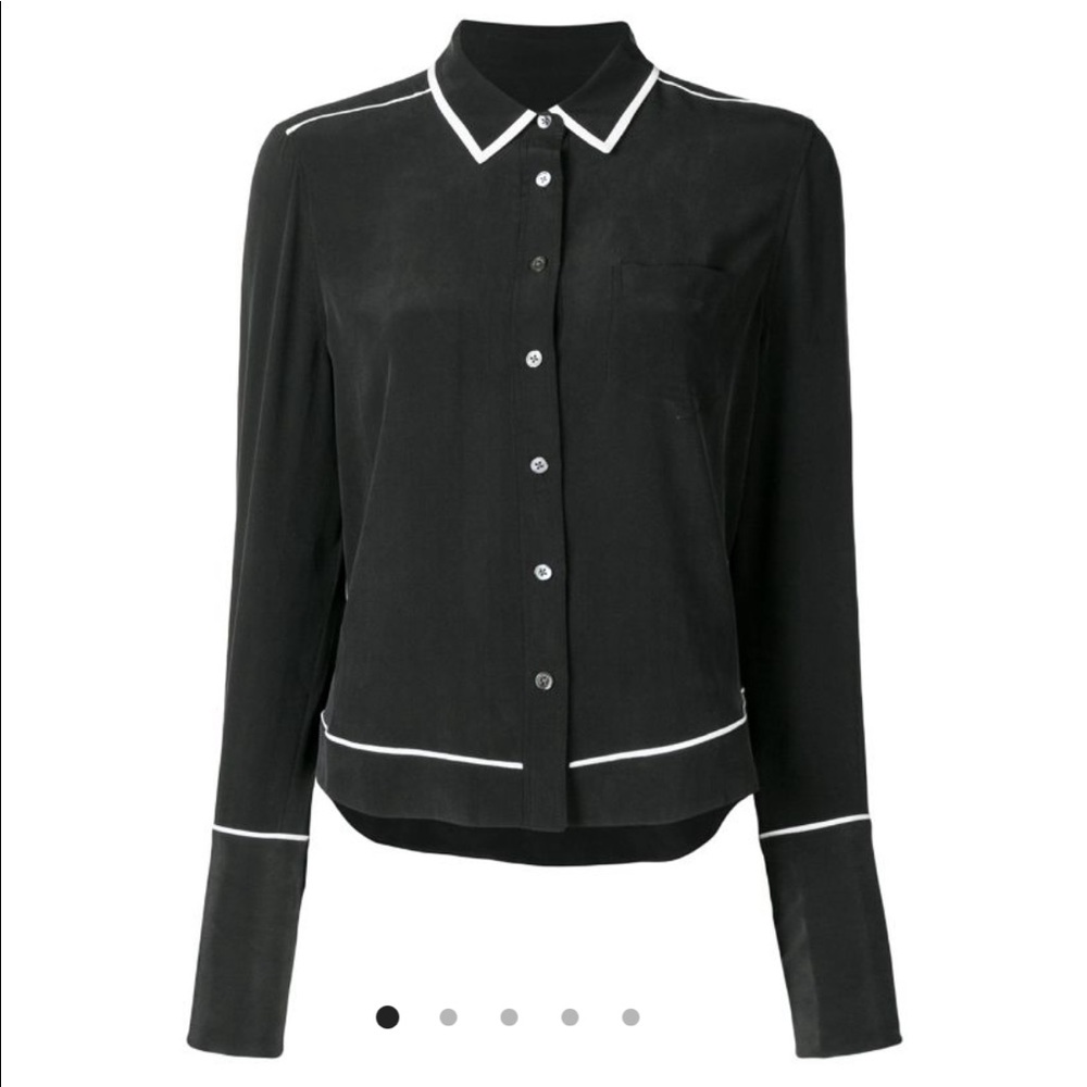 Equipment 100% Silk- contrast-trim long sleeve